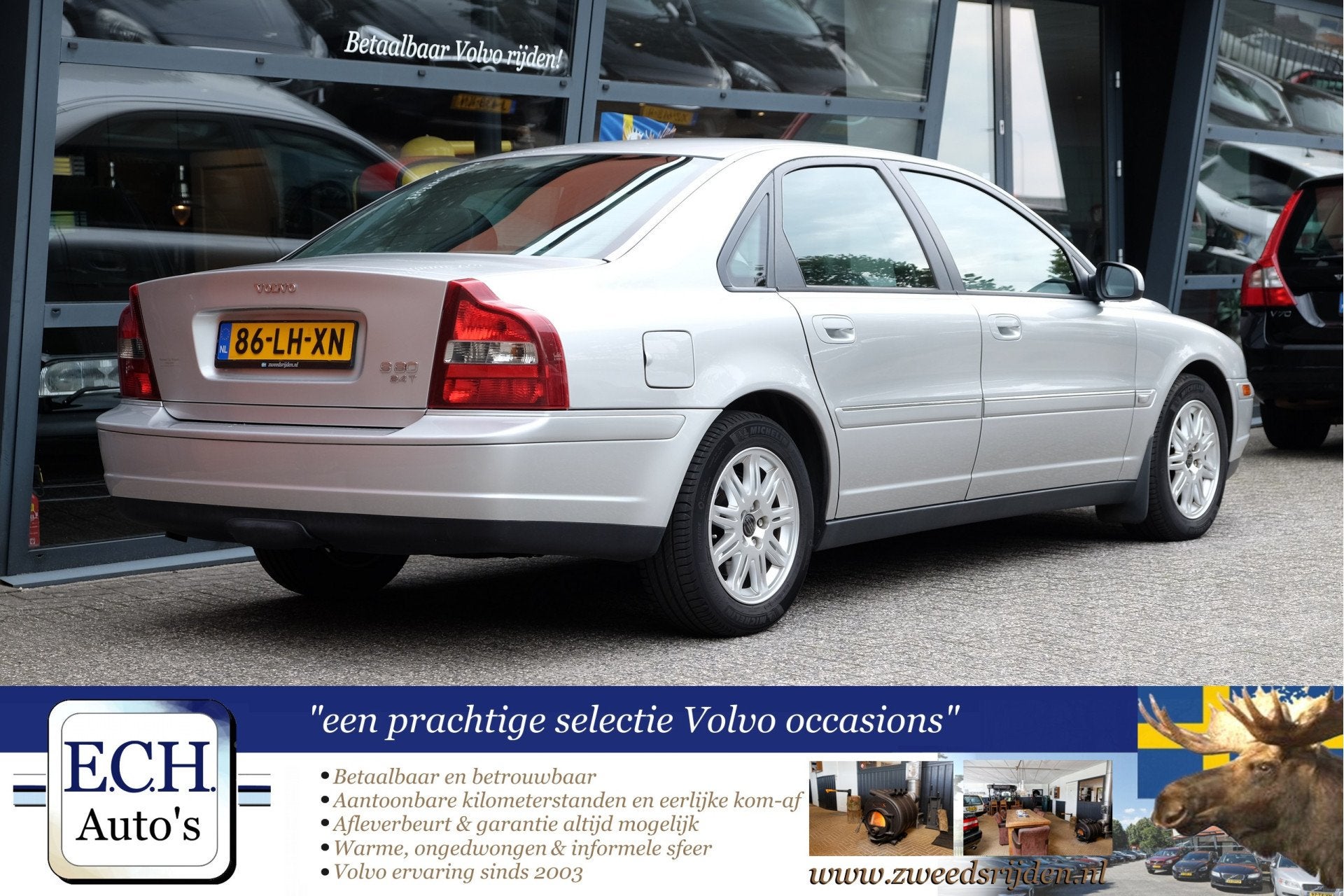 Volvo S80 2.4T 200 pk Elektr. stoel Dealer onderhouden, Leer, Auto's, Voorwielaandrijving, Dealer onderhouden, 1494 kg, Met garantie (alle)