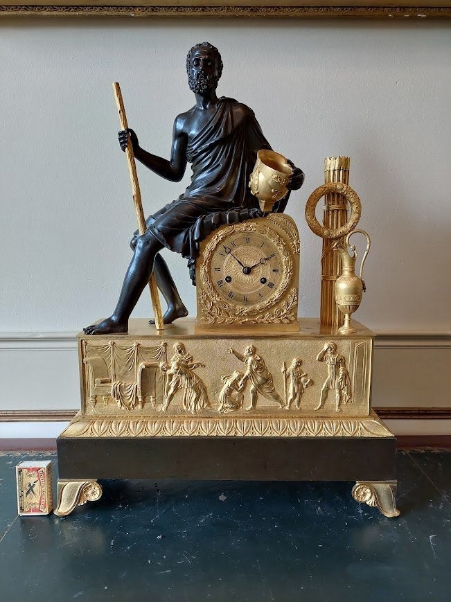 Grote en zware Franse bronzen pendule, omstreeks 1810-1820, Antiek en Kunst, Antiek | Klokken, Ophalen
