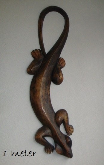 Grote Houten Hagedis, Antiek en Kunst, Ophalen, Overige onderwerpen, Wanddecoratie, 1 meter - 2 meter