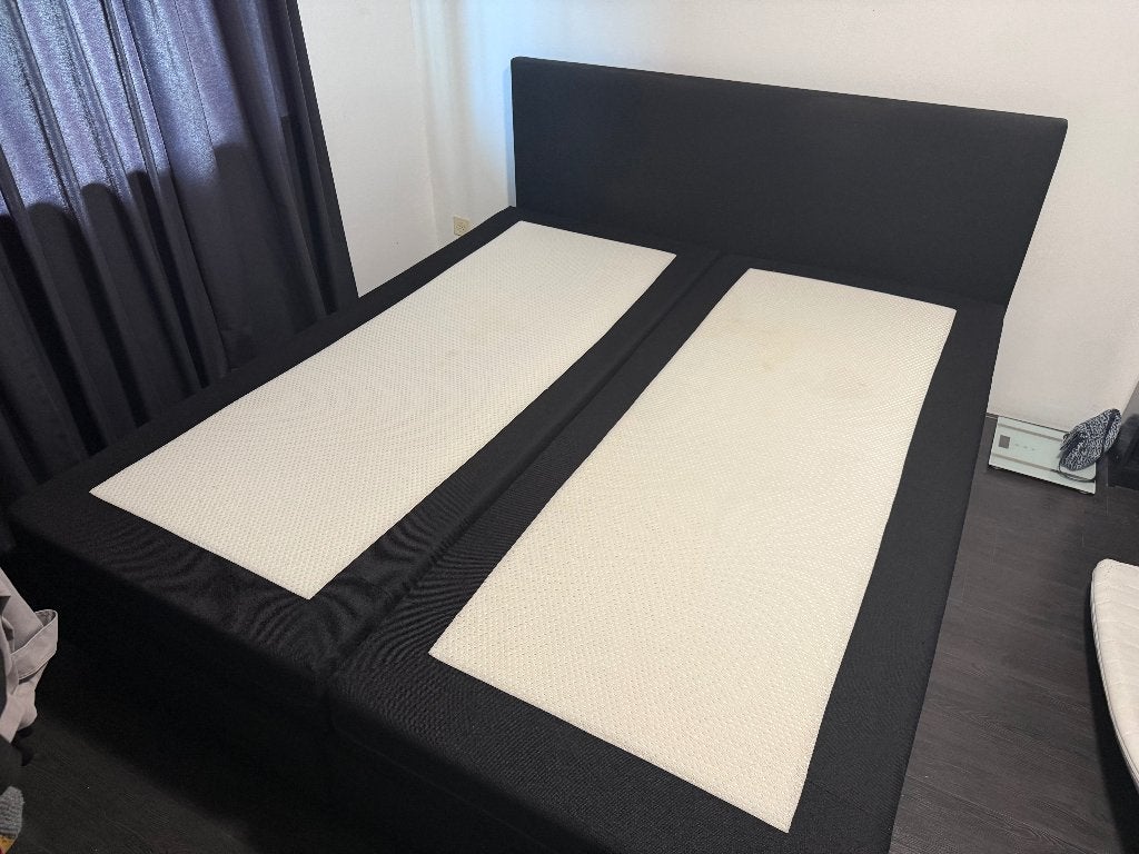 Zwarte Boxspring 180 x 210 cm - Extra groot tweepersoons bed, Ophalen, Gebruikt, Tweepersoons, 180 cm