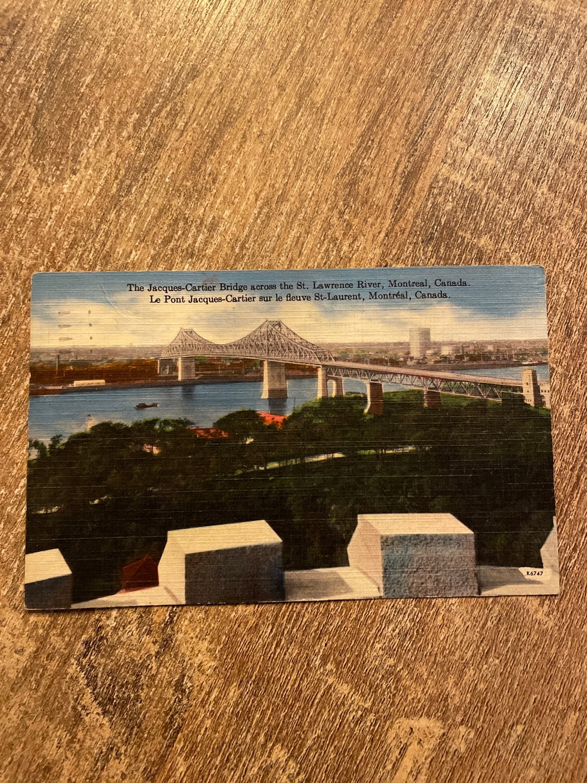 Vintage Ansichtkaart Jacques Cartier Brug, Montreal (1957), Ophalen of Verzenden, 1940 tot 1960, Gelopen, Buiten Europa
