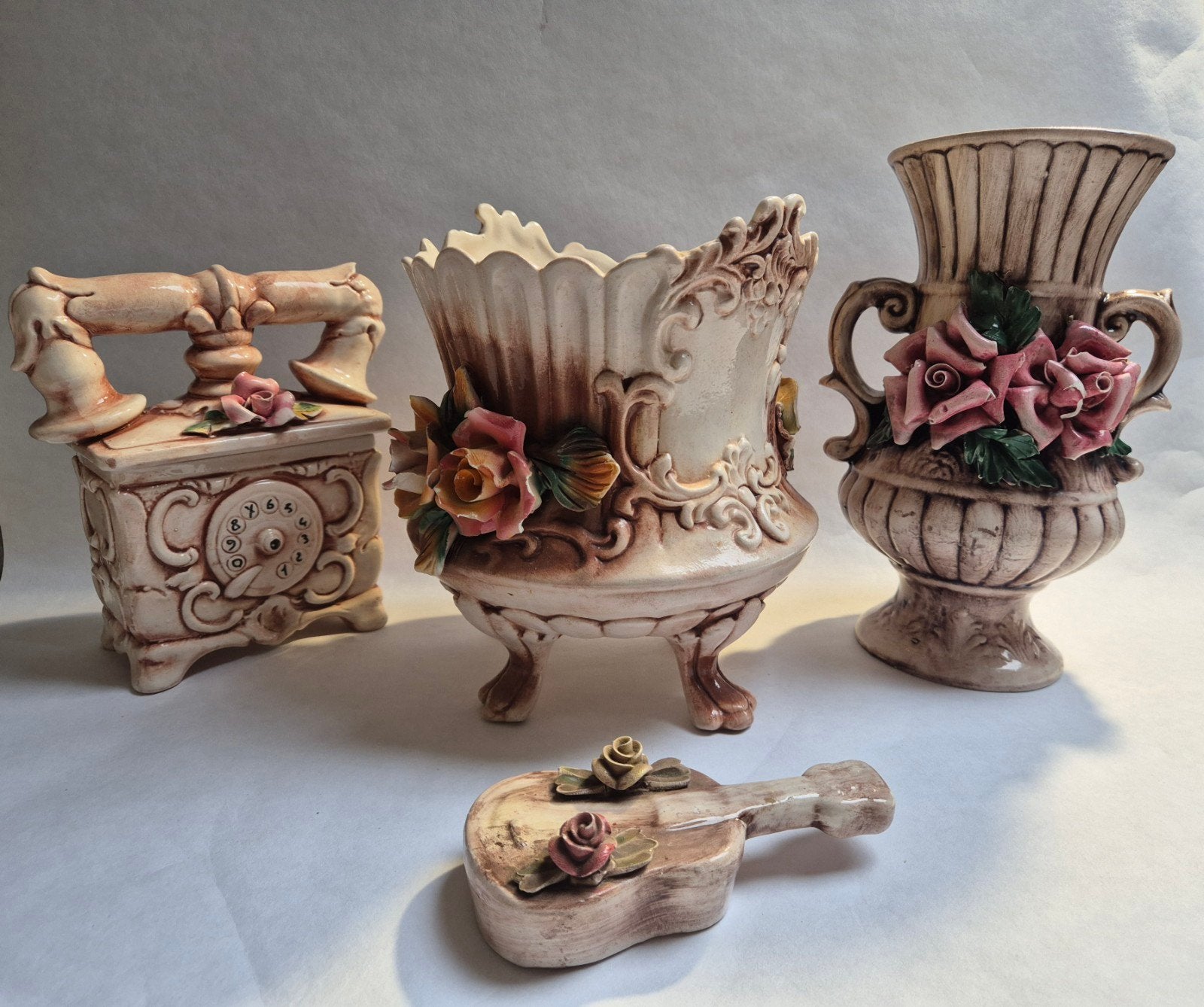Vintage Italiaanse Keramische Vazen en Telefoon Decoratie, Antiek en Kunst, Ophalen of Verzenden