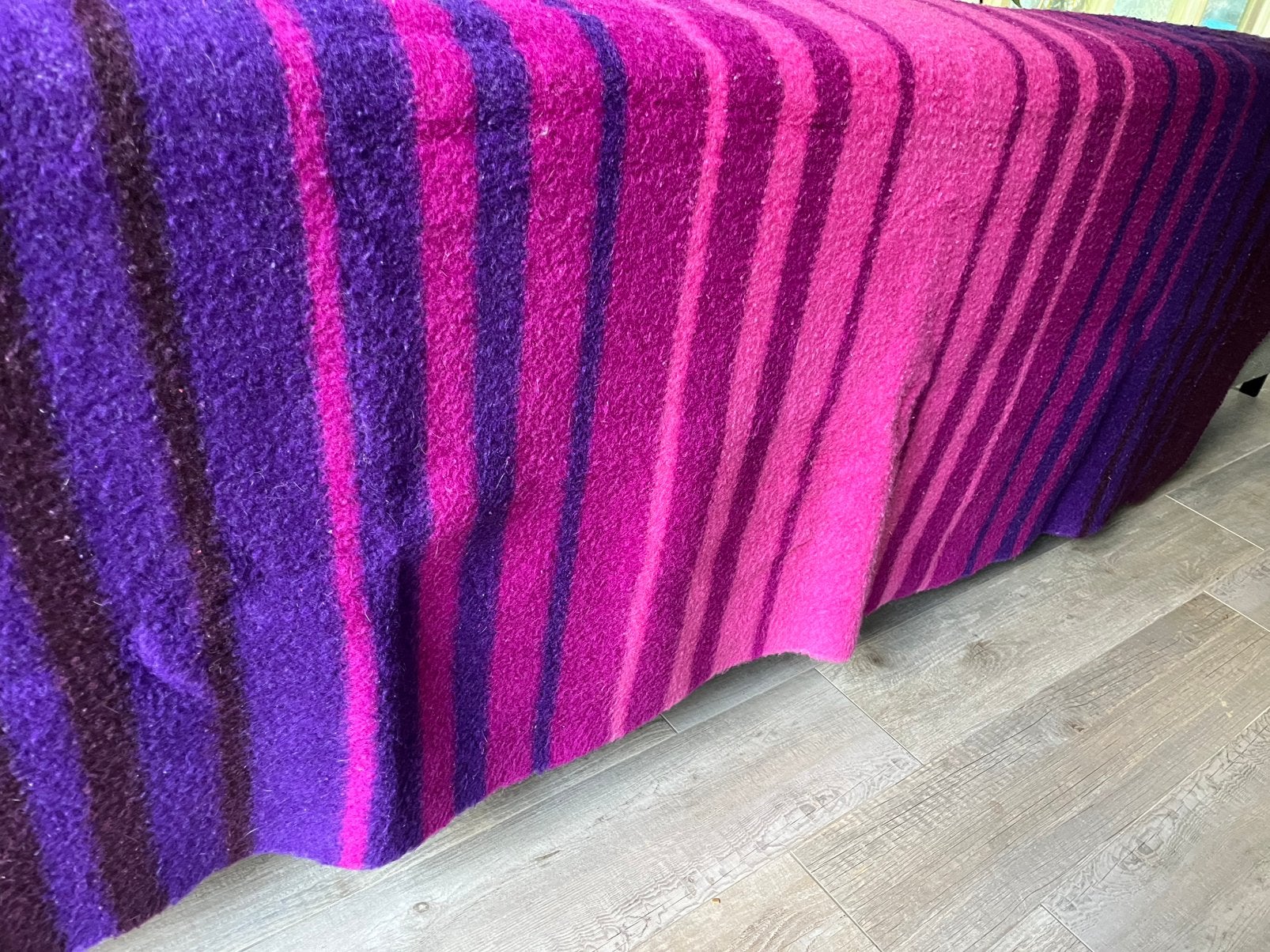 Mooie vintage wolllen deken van Zaalberg in roze en paars, Huis en Inrichting, Ophalen of Verzenden, Gebruikt