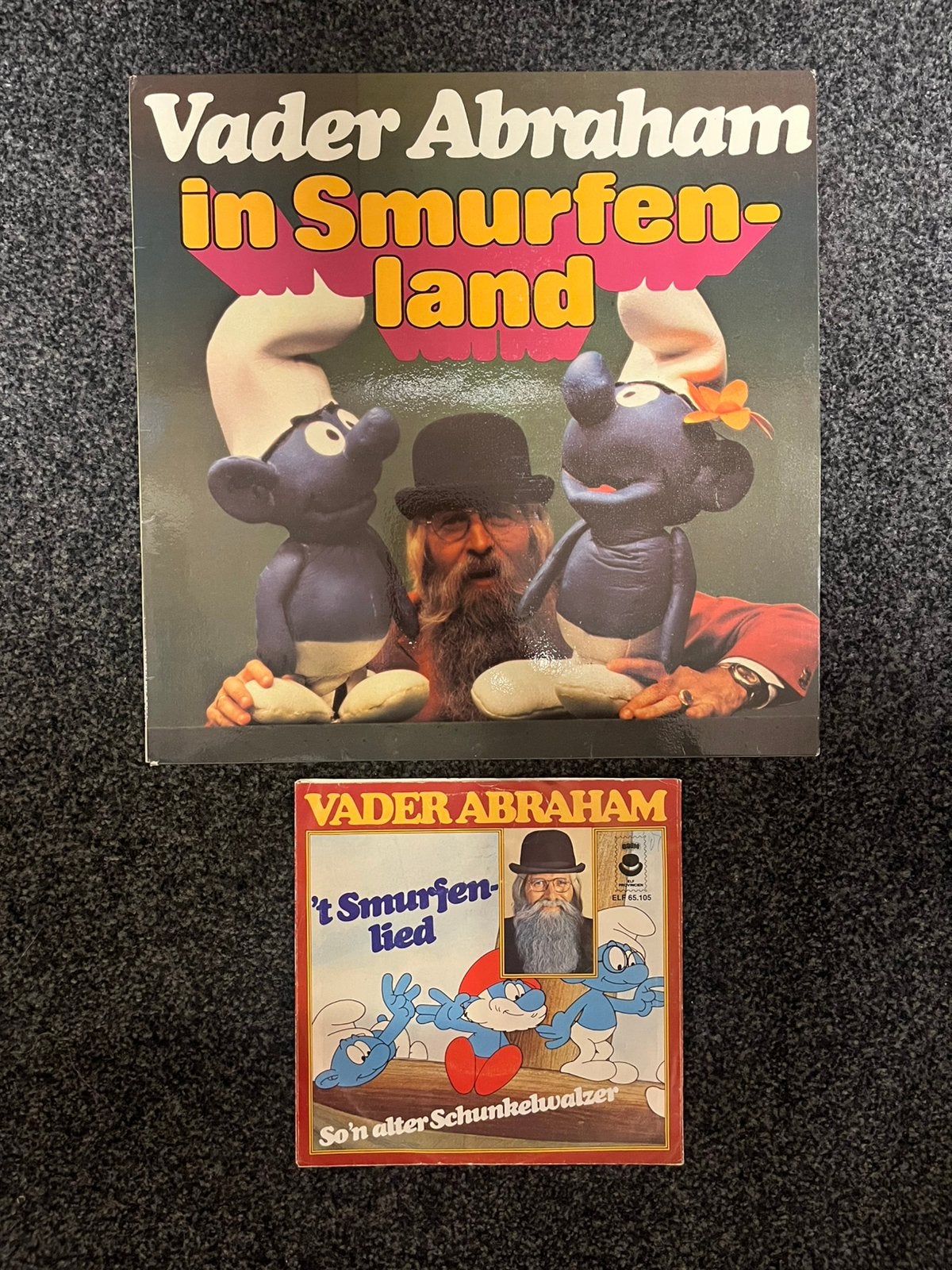 Set van 2 Nederlandse vinyl: Vader Abraham - Smurfenlied, LP, Gebruikt, 10 inch, Originele persing