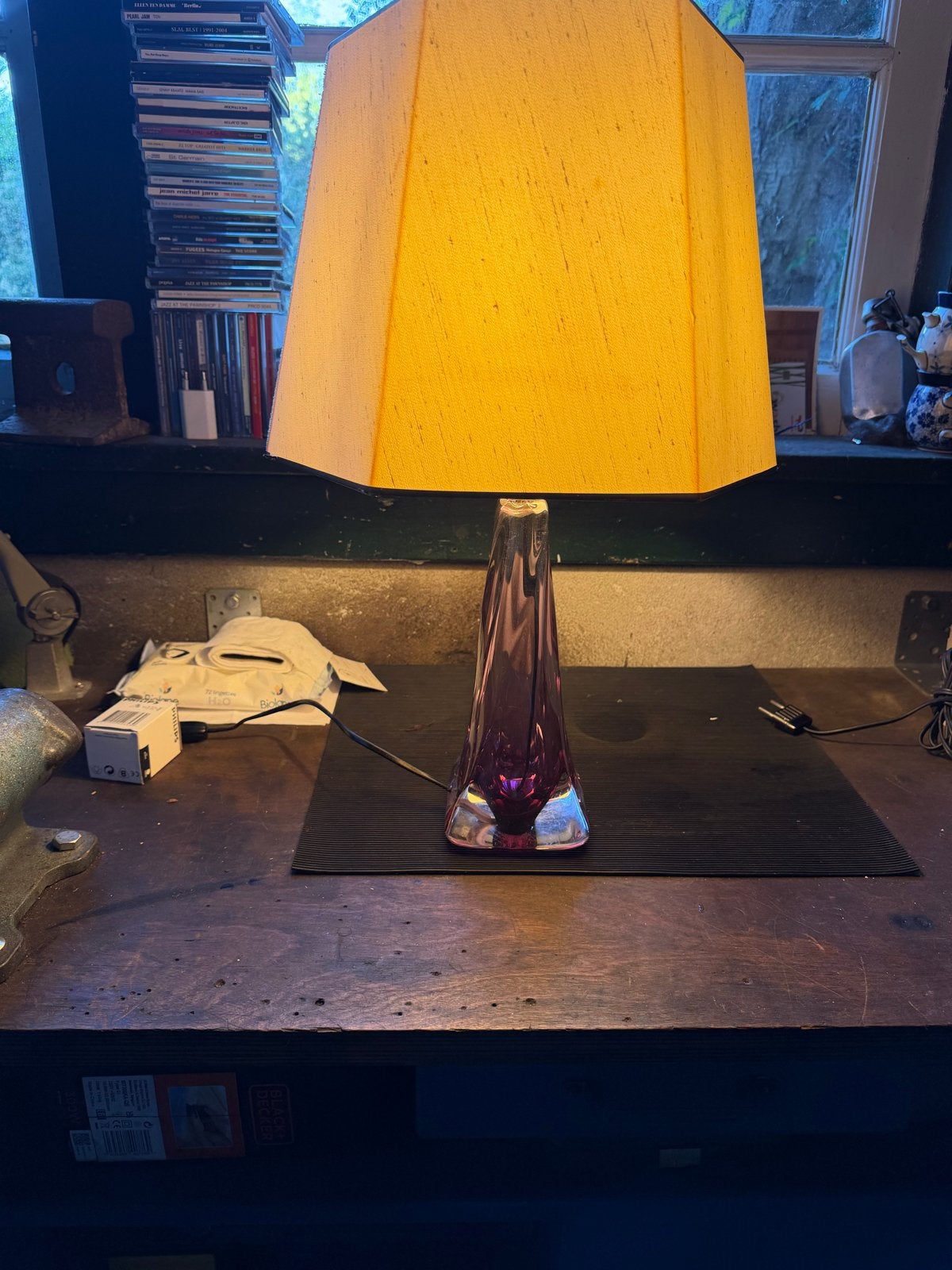 Vintage Val Saint Lambert tafellamp paars, Ophalen of Verzenden