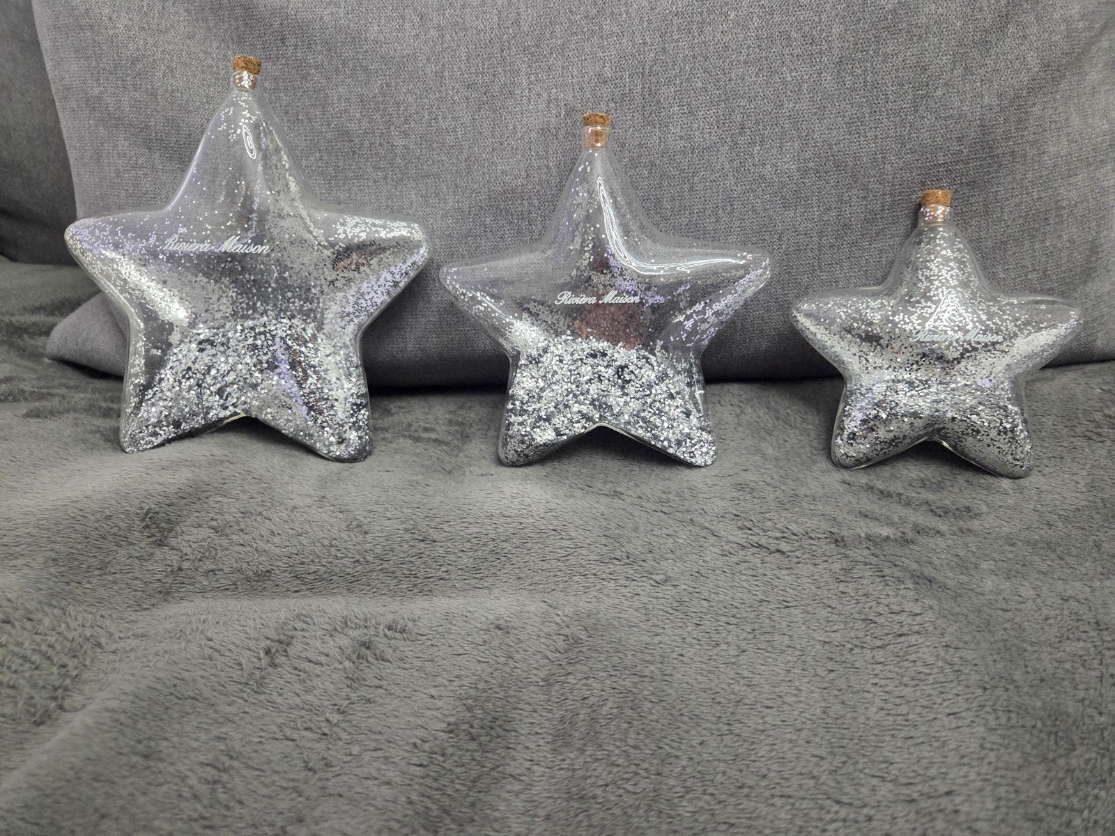 Riviera Maison sterren set van 3 met glitters, Ophalen of Verzenden, Zo goed als nieuw, Modern, Glas