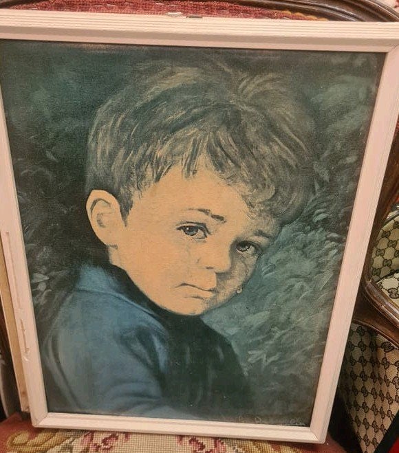 Vintage Schilderij Huilende Jongen - J.H. Lynch Stijl, Antiek en Kunst, Kunst | Schilderijen | Klassiek, Ophalen of Verzenden