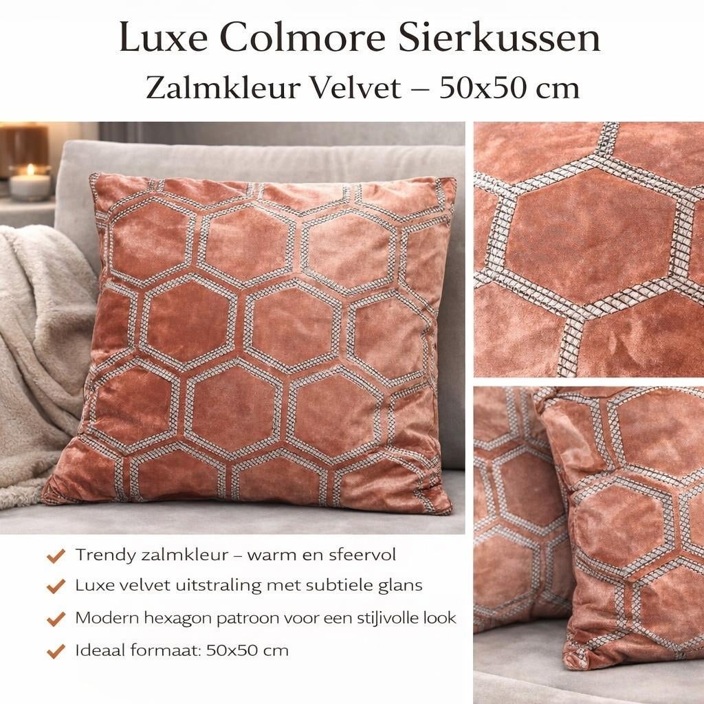🛒 Luxe Colmore Sierkussen –  Velvet – 50x50 cm - Nieuw, Huis en Inrichting, Ophalen of Verzenden, Nieuw, Overige kleuren, Vierkant