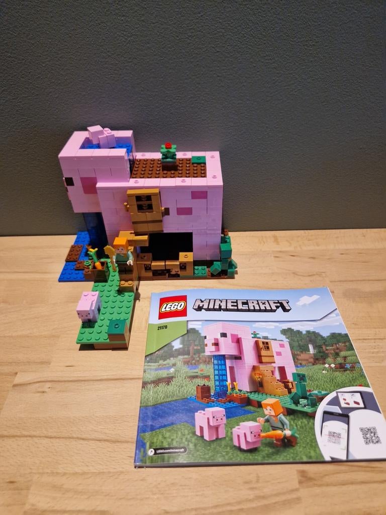 Lego Minecraft 21170 - Het Varkenshuis (100% compleet), Ophalen of Verzenden, Zo goed als nieuw, Complete set, Lego