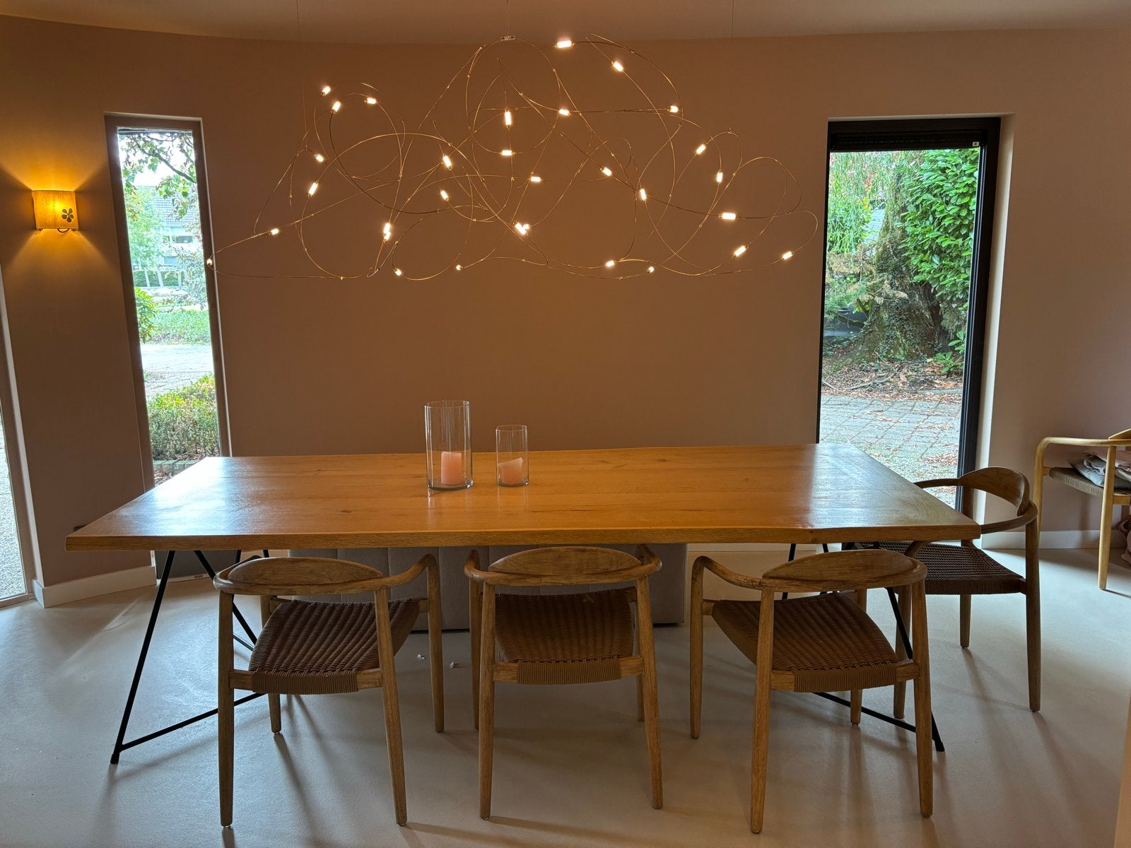 Eiken eettafel 260x101cm met stalen onderstel, Huis en Inrichting, Ophalen, 100 tot 150 cm, Eikenhout, 200 cm of meer