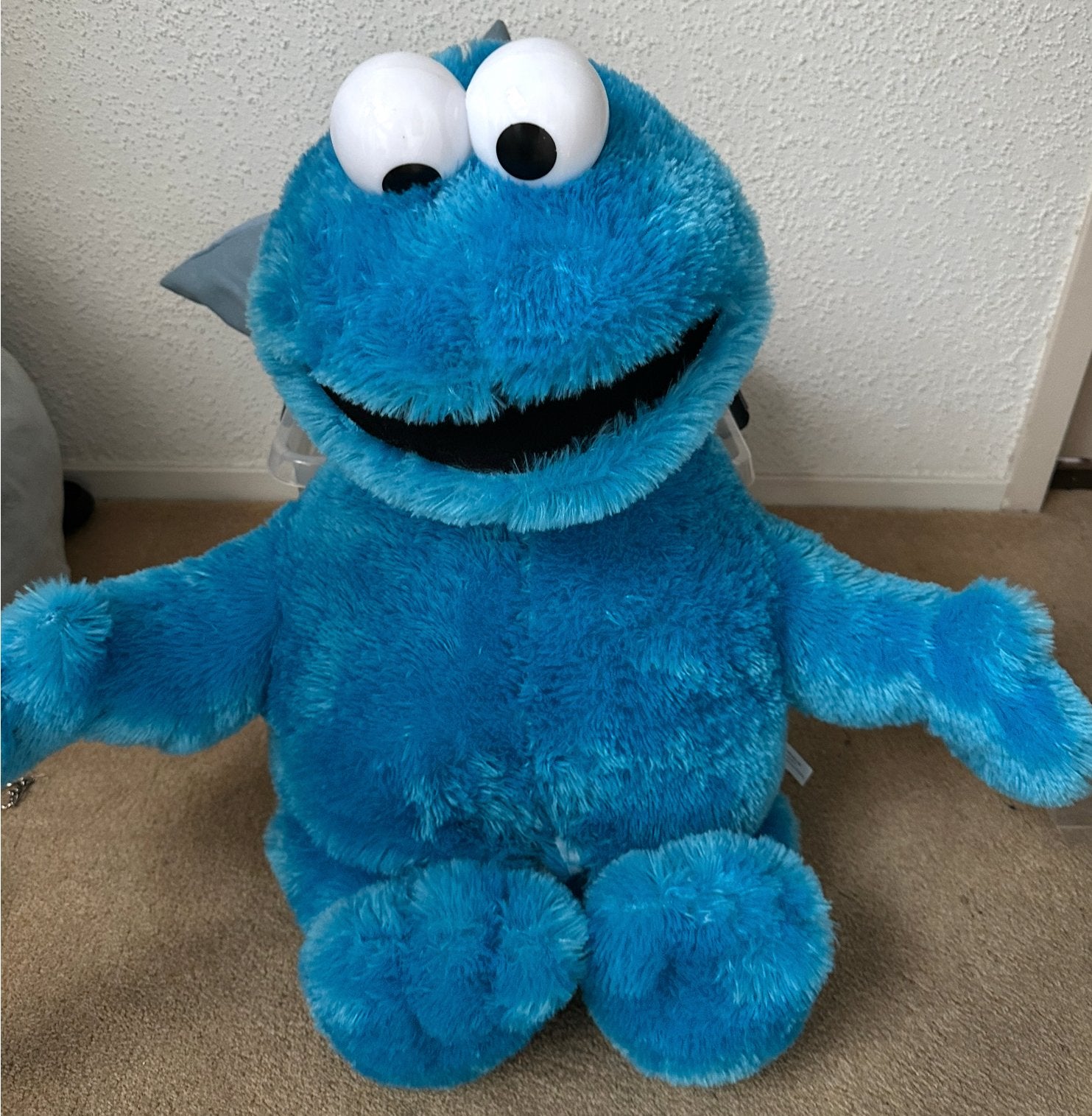 Grote blauwe Koekiemonster knuffel - Sesamstraat, Overige merken, Overige karakters, Overige typen, Blauw