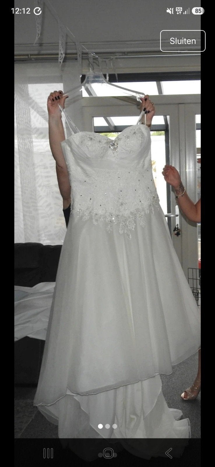 Prachtige witte trouwjurk met kanten details, Ophalen of Verzenden, Gedragen, Wit, Trouwjurk