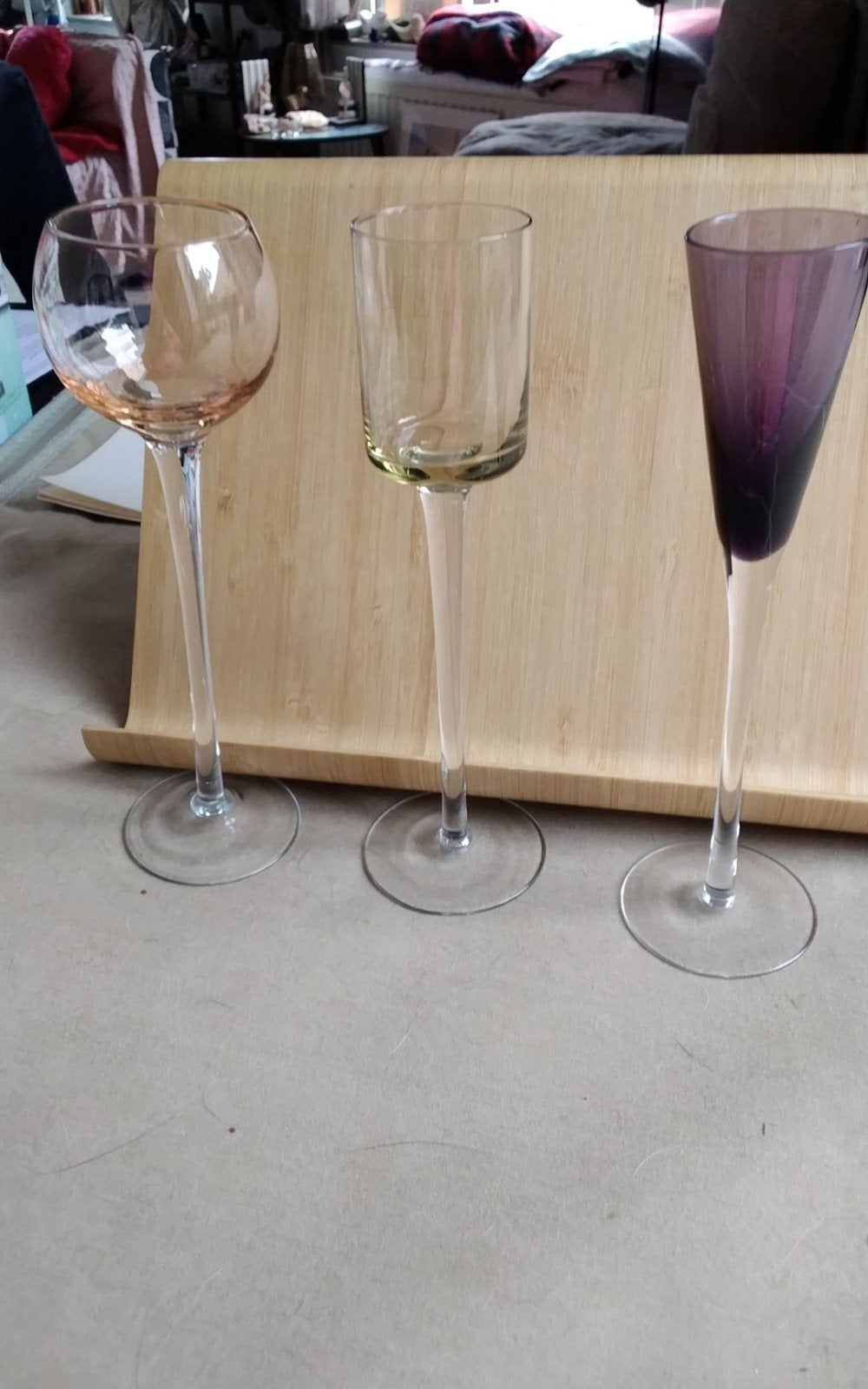 3 mondgeblazen likeurglazen lange steel en gekleurde kommen, Ophalen of Verzenden, Overige typen