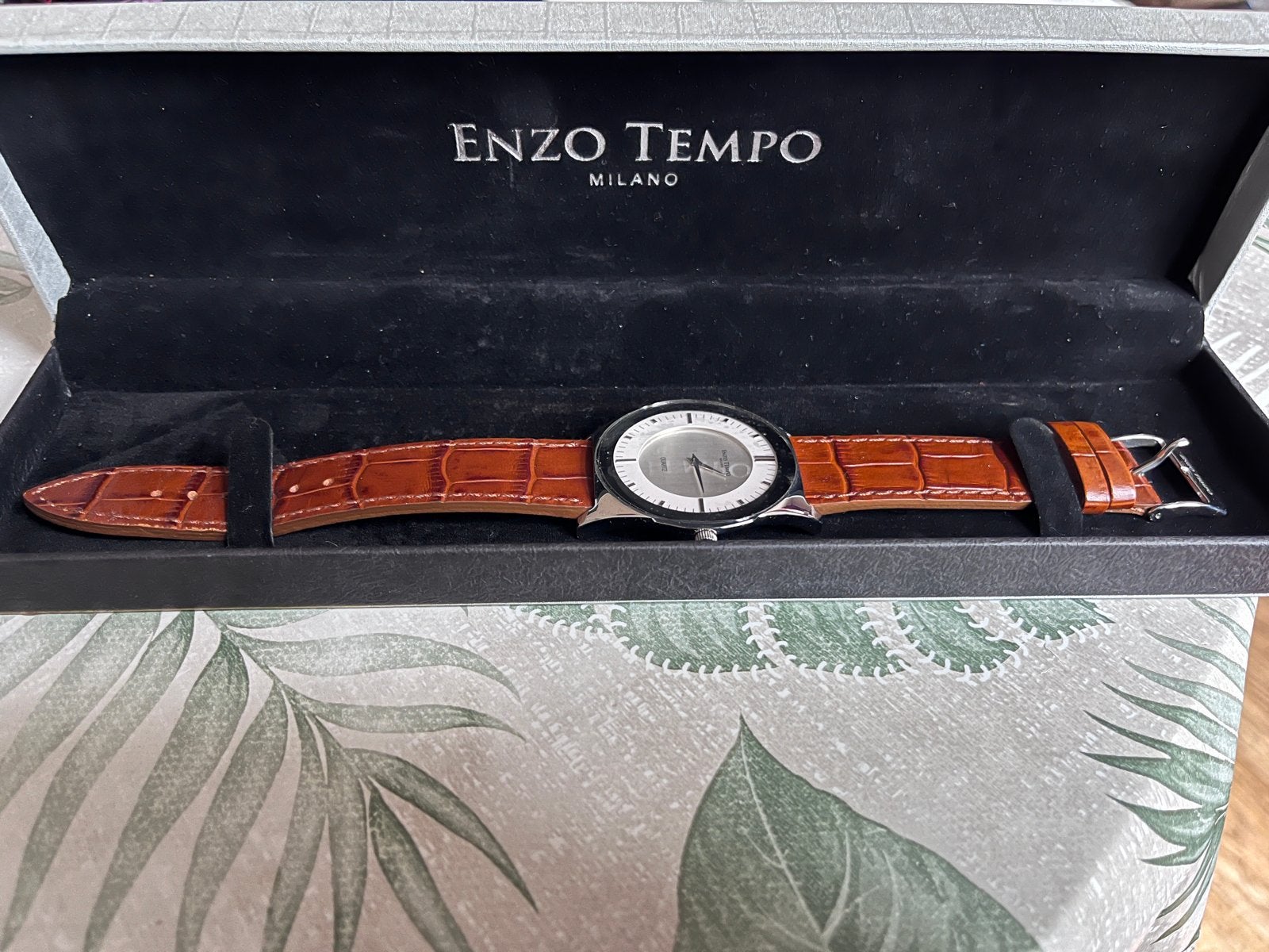 Enzo Tempo Milano Polshorloge met Leren Band, Overige merken, Leer, Staal, Polshorloge