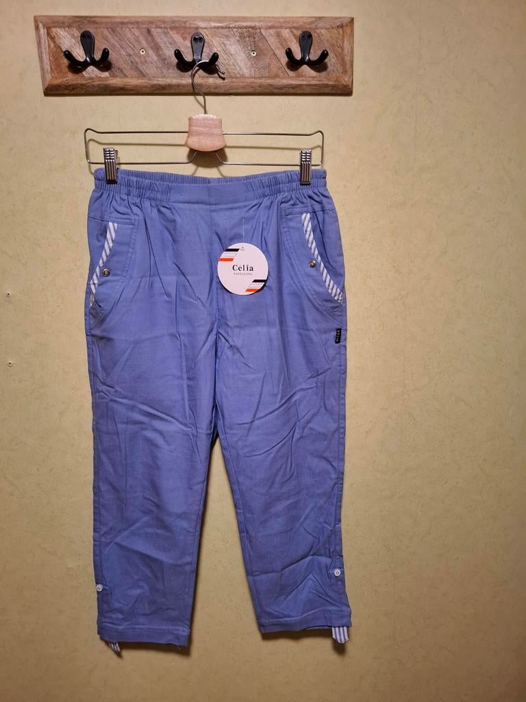zomerbroek capri marineblauw Célia Maat T2-M, Maat 38/40 (M), Blauw, Ophalen of Verzenden, Zo goed als nieuw