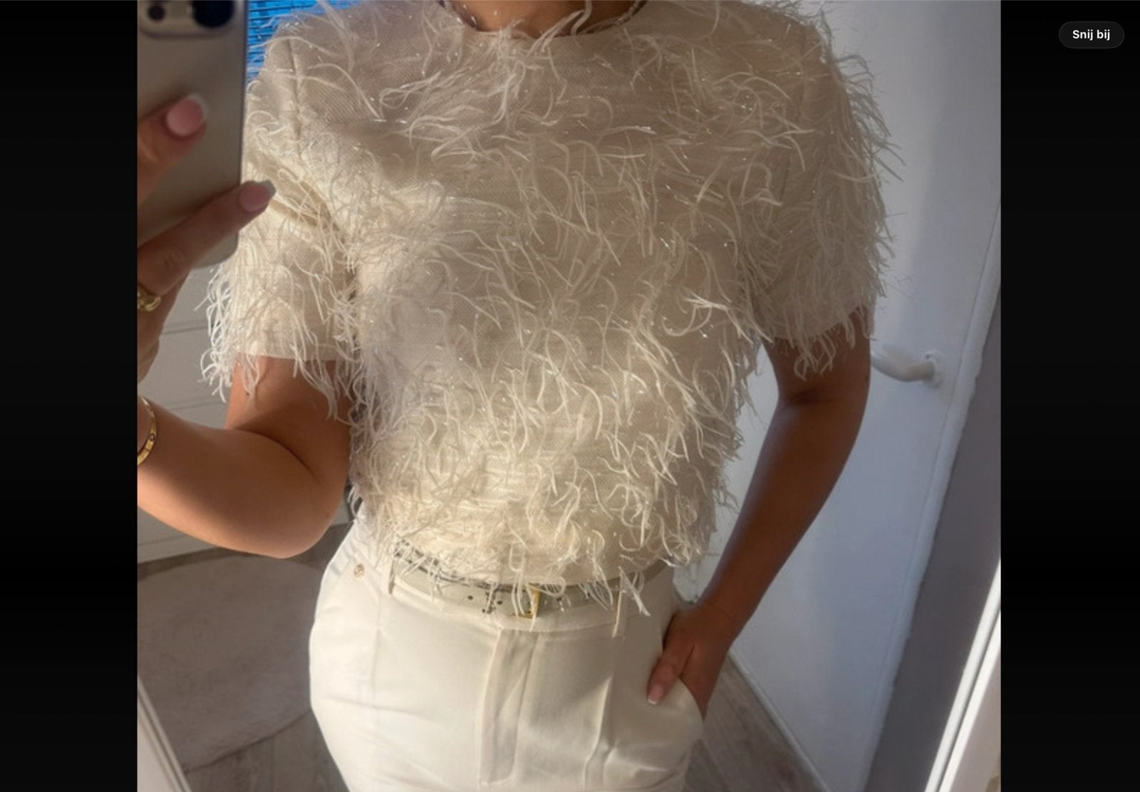 Josh V Exclusive Top met Franjes - Maat 36, Beige, Ophalen of Verzenden, Zo goed als nieuw, Korte mouw