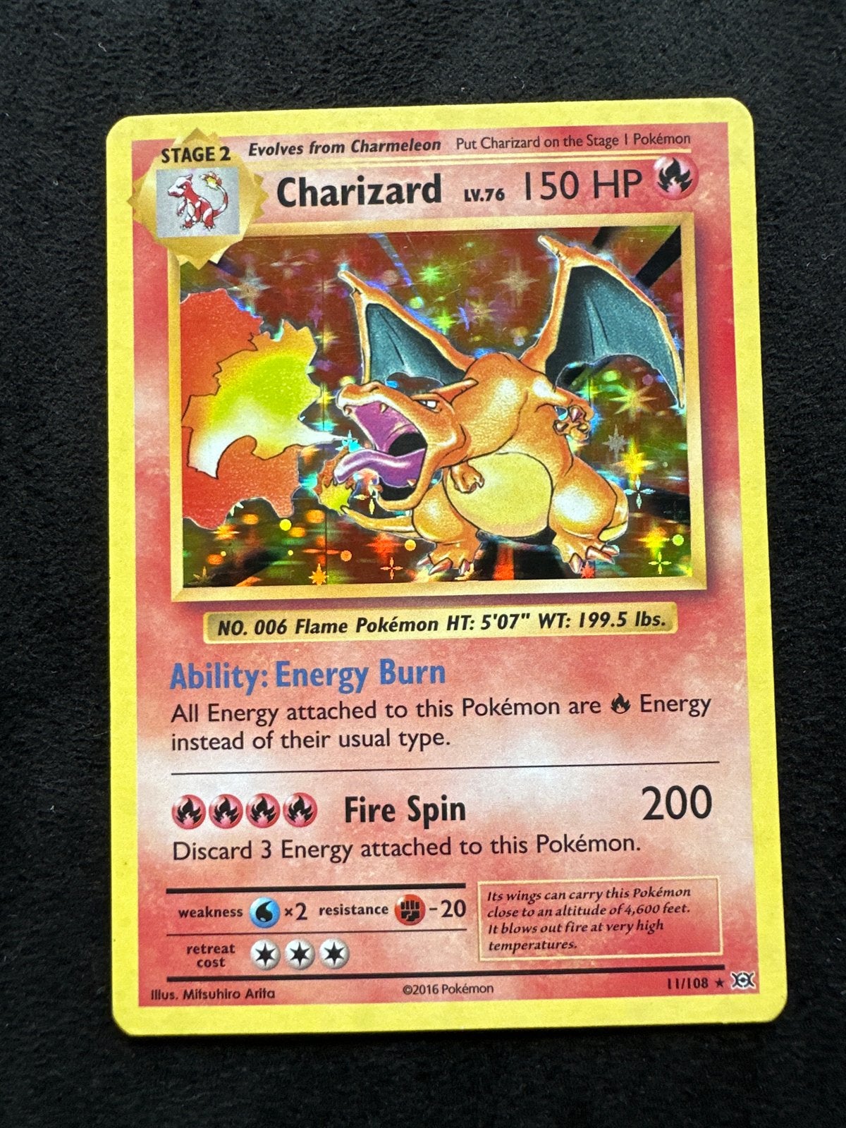 Charizard 11/108 Pokémon kaart, Hobby en Vrije tijd, Verzamelkaartspellen | Pokémon, Ophalen of Verzenden, Zo goed als nieuw, Losse kaart