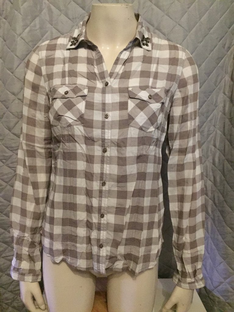 Yessica geblokte blouse maat 38 (2b28), Tweedehands verkoop, Bruin, Ophalen of Verzenden, Tweedehands verkoop