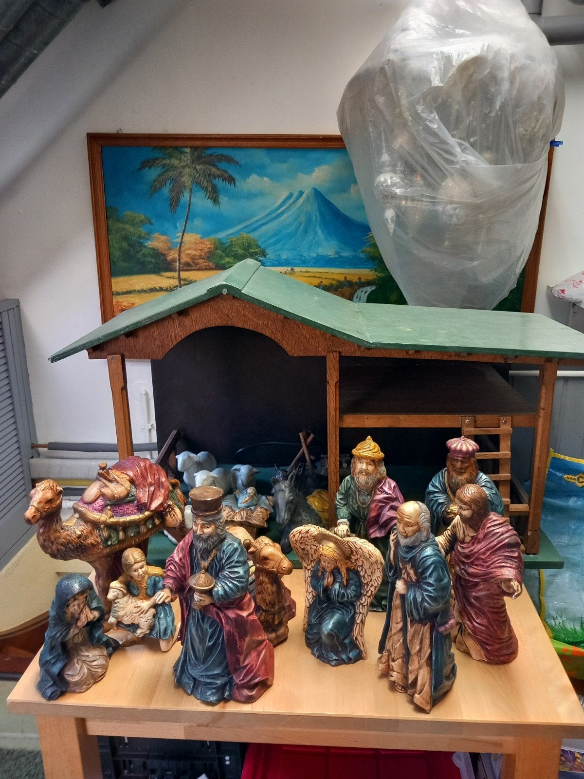 mooie  kerststal  met grote  beelden  als neuwe, Ophalen of Verzenden