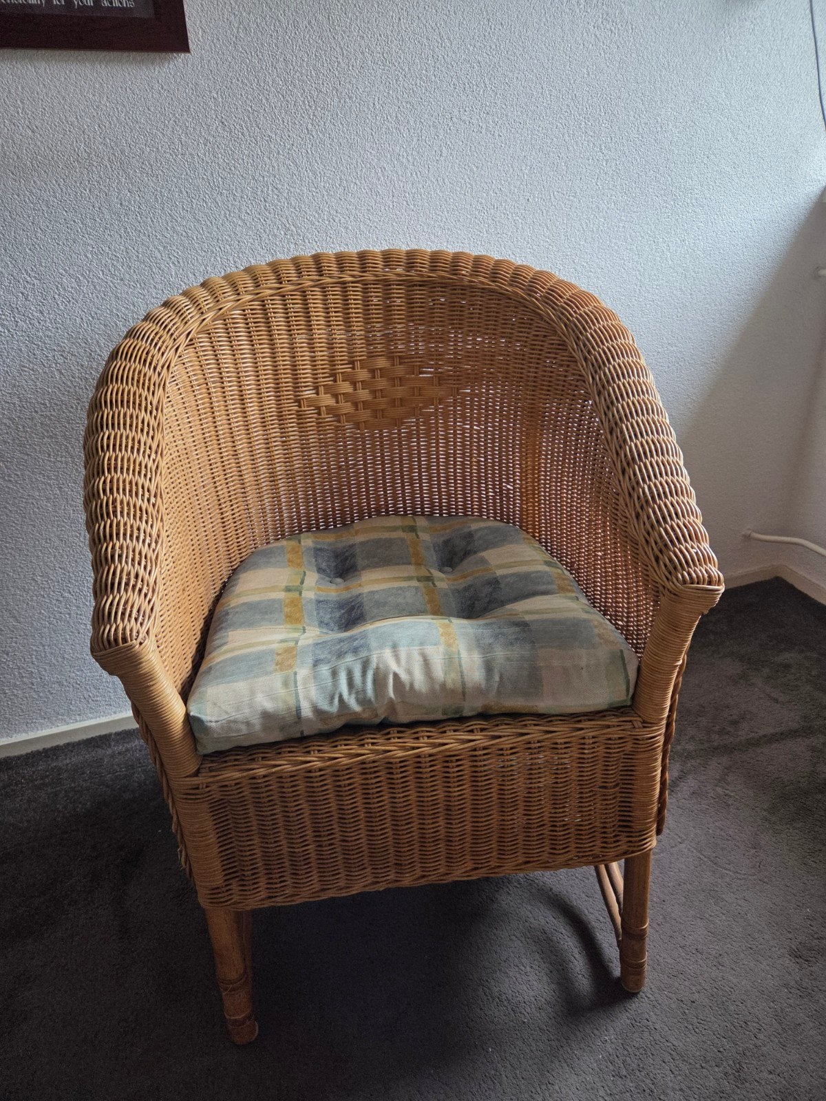 Comfortabele rotan stoel met kussen, Ophalen, Gebruikt, Bruin, Bohemian