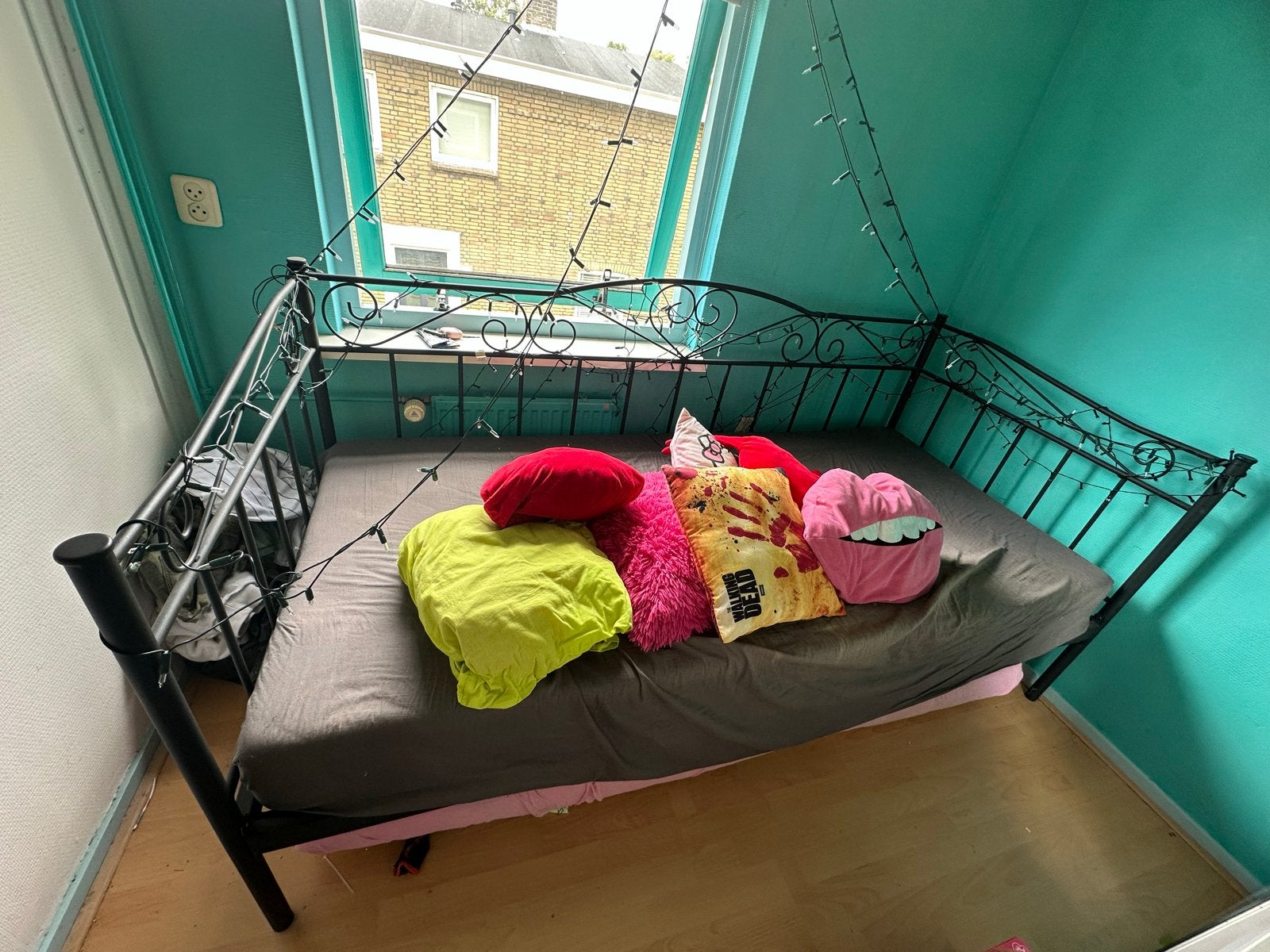 Metalen bedframe 97x207x90 cm, Ophalen, Eenpersoons, Metaal, 100 cm