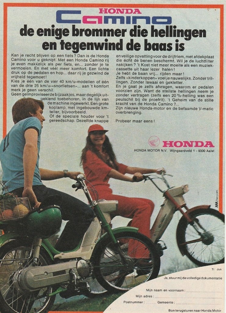 Retro reclame 1978 Honda Camino brommer is de baas, Verzamelen, Verzenden, Overige typen