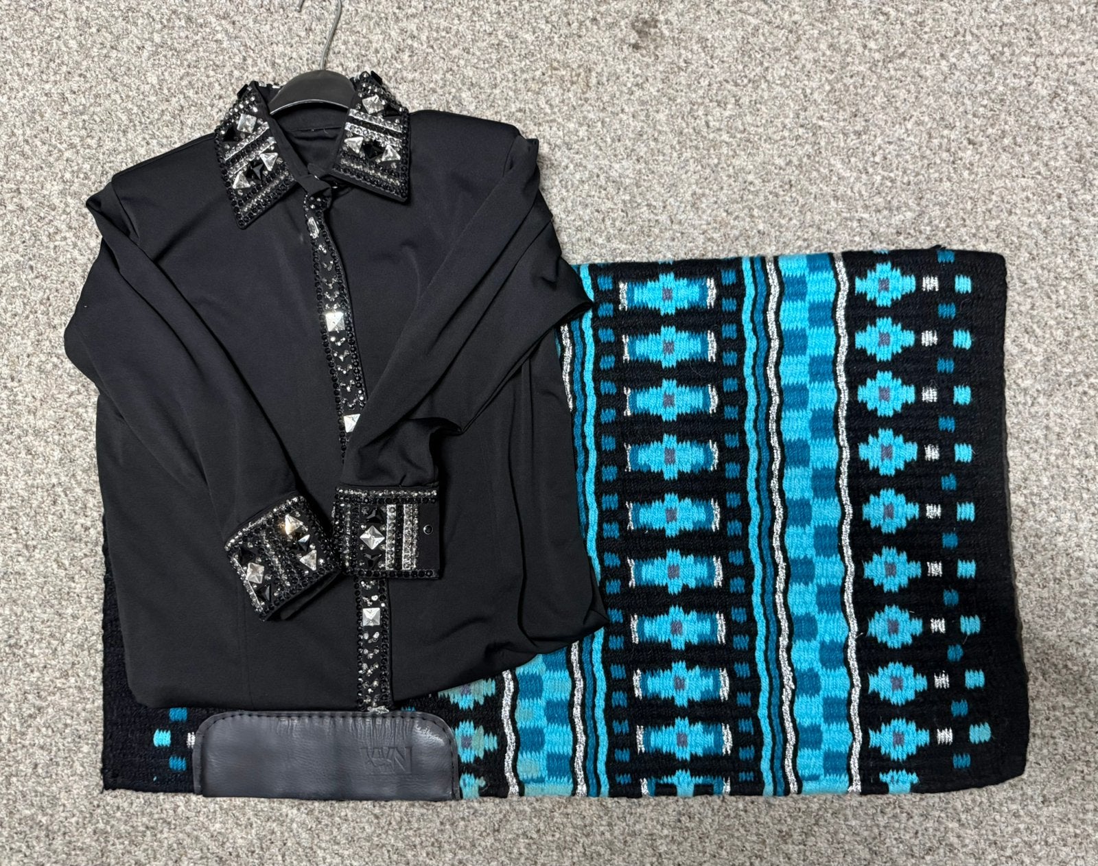 Western Show blouse met passende pad, Ophalen of Verzenden, Zo goed als nieuw, Zwart, Dames