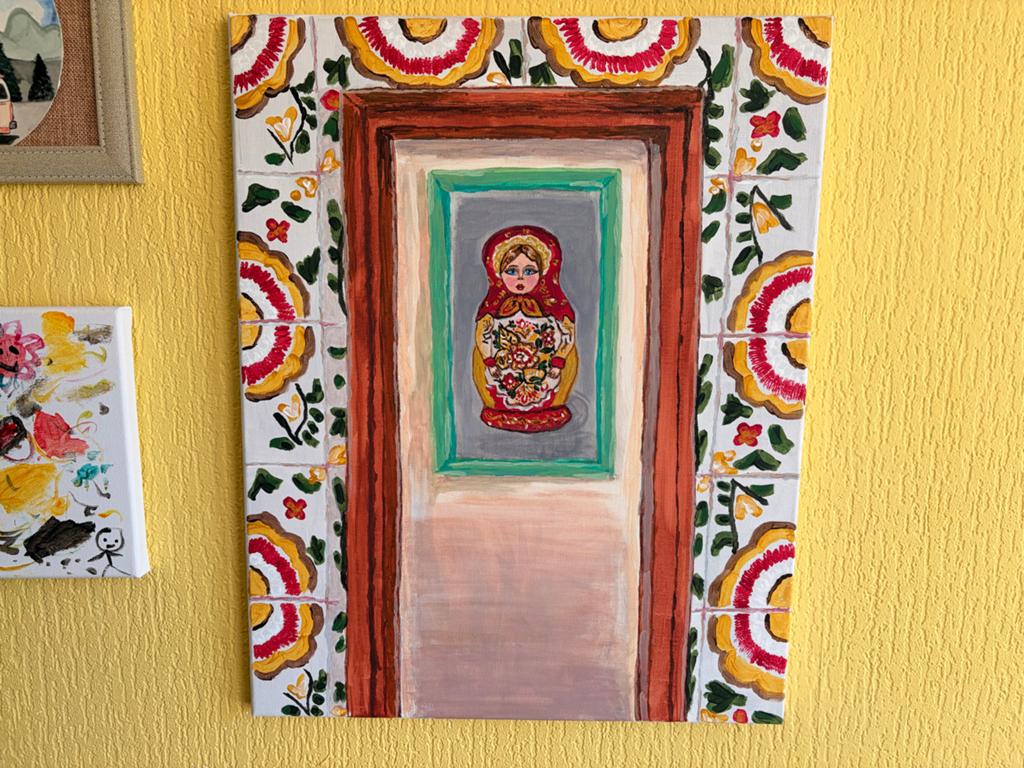 Handgeschilderd Matroesjka Schilderij op Canvas, Antiek en Kunst, Ophalen