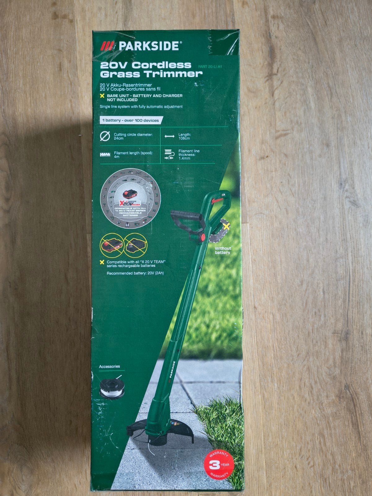 Parkside accu grastrimmer 20V, Ophalen of Verzenden, Nieuw, Accu, Parkside