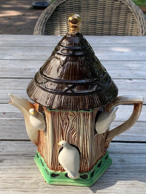 Vintage theepot duiventil met witte duiven, Ophalen of Verzenden