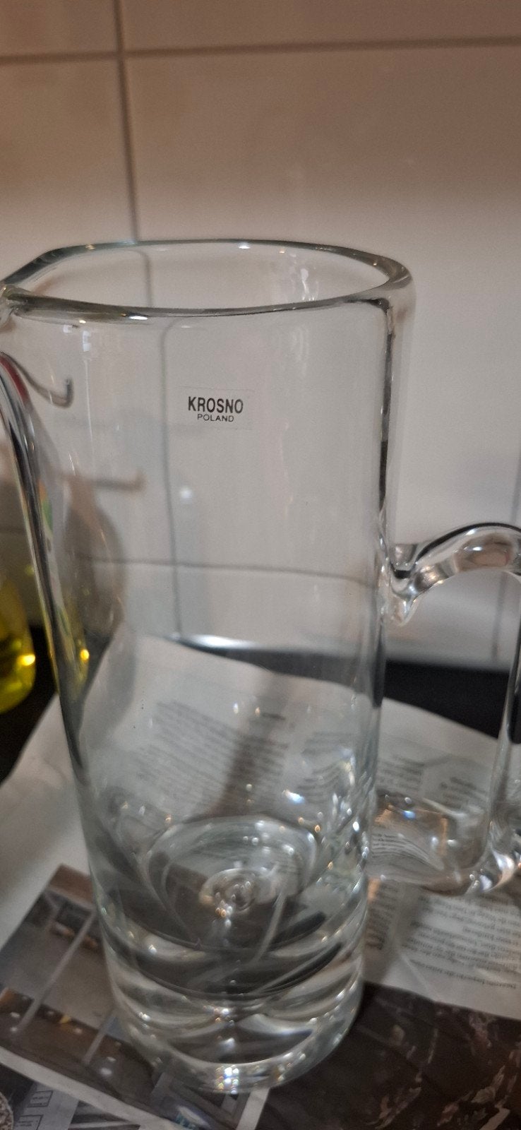 Vintage Krosno Poland Kristalglas Schenkkan Handgemaakt, Ophalen of Verzenden