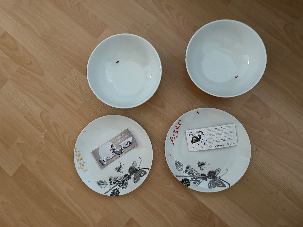 Derk Wessels, 2 schalen en 2 borden, Ophalen of Verzenden