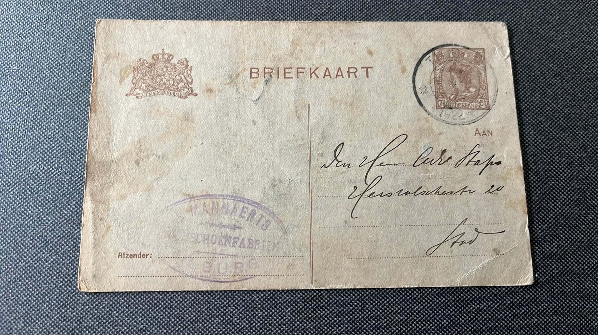 Tilburg Briefkaart Mannaerts schoenfabriek 1922, Ophalen of Verzenden, 1920 tot 1940, Gelopen, Noord-Brabant