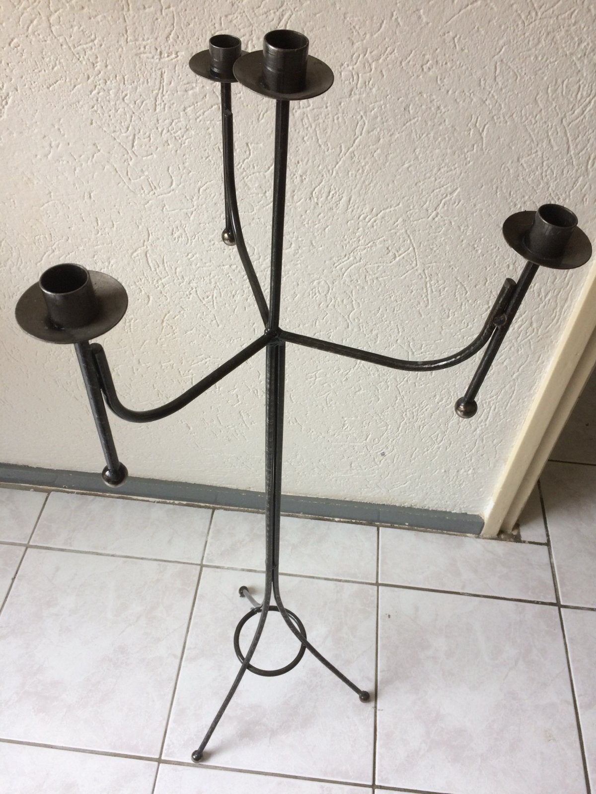 Vintage metalen  Kandelaar - 4 armig, Antiek en Kunst, Ophalen, Overige materialen