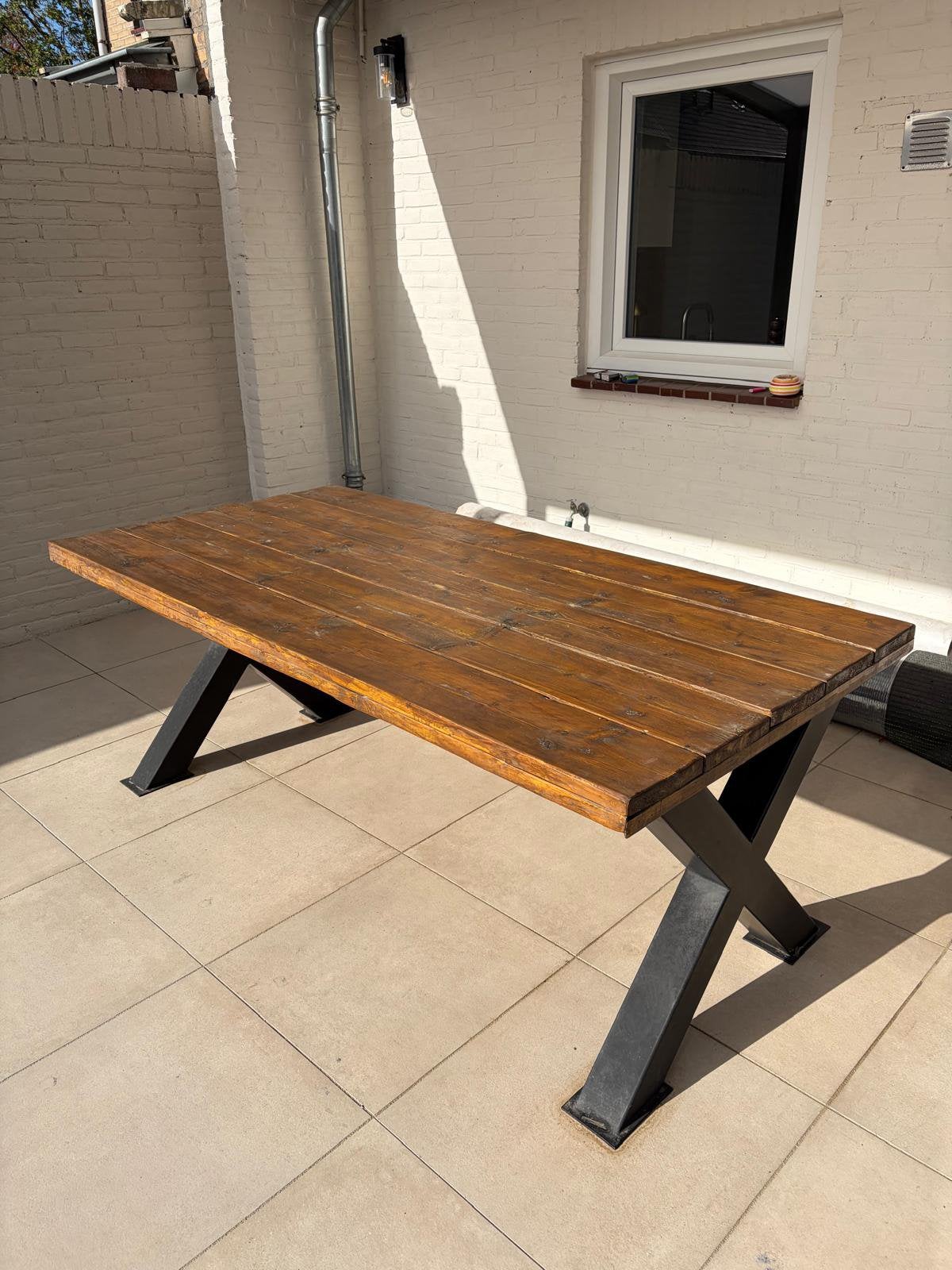 Tuintafel steigerhout, Ophalen, Gebruikt, Rechthoekig, Overige materialen