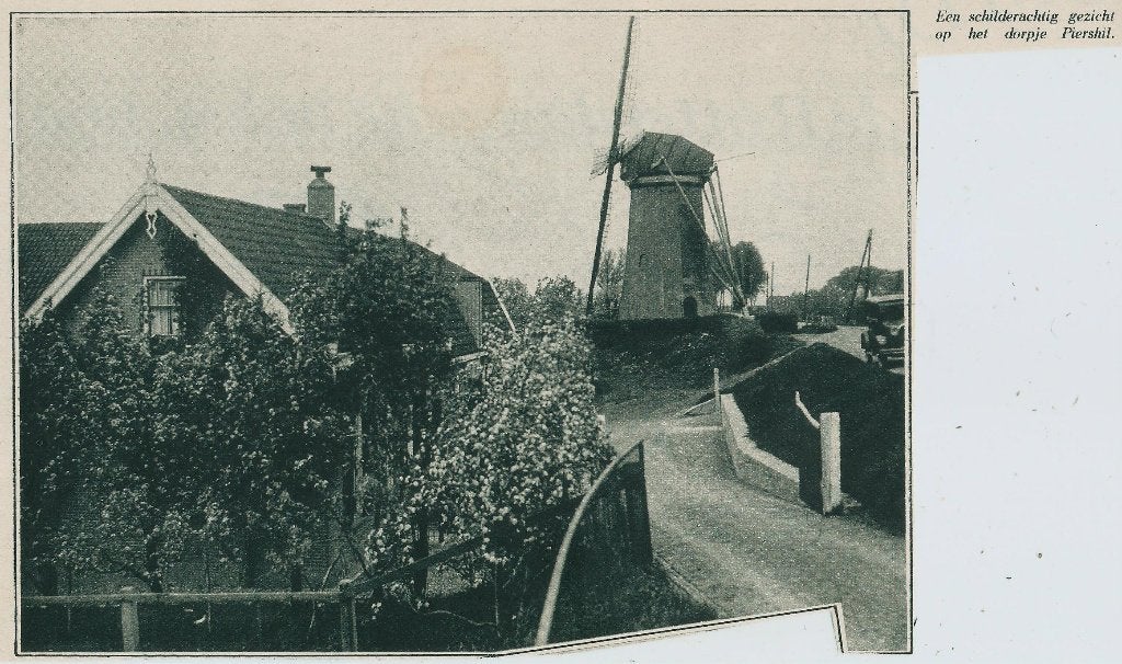 Piershil molen knipsel 1932, Ophalen of Verzenden, 1920 tot 1940, Ongelopen, Zuid-Holland