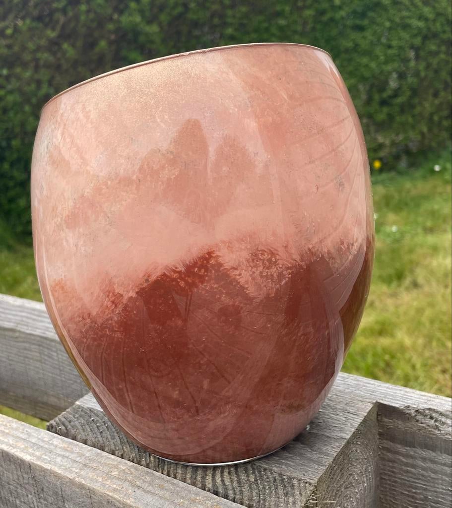 Handbeschilderde vaas - Uniek decoratiestuk, Ophalen of Verzenden, Gebruikt, Overige kleuren, Glas