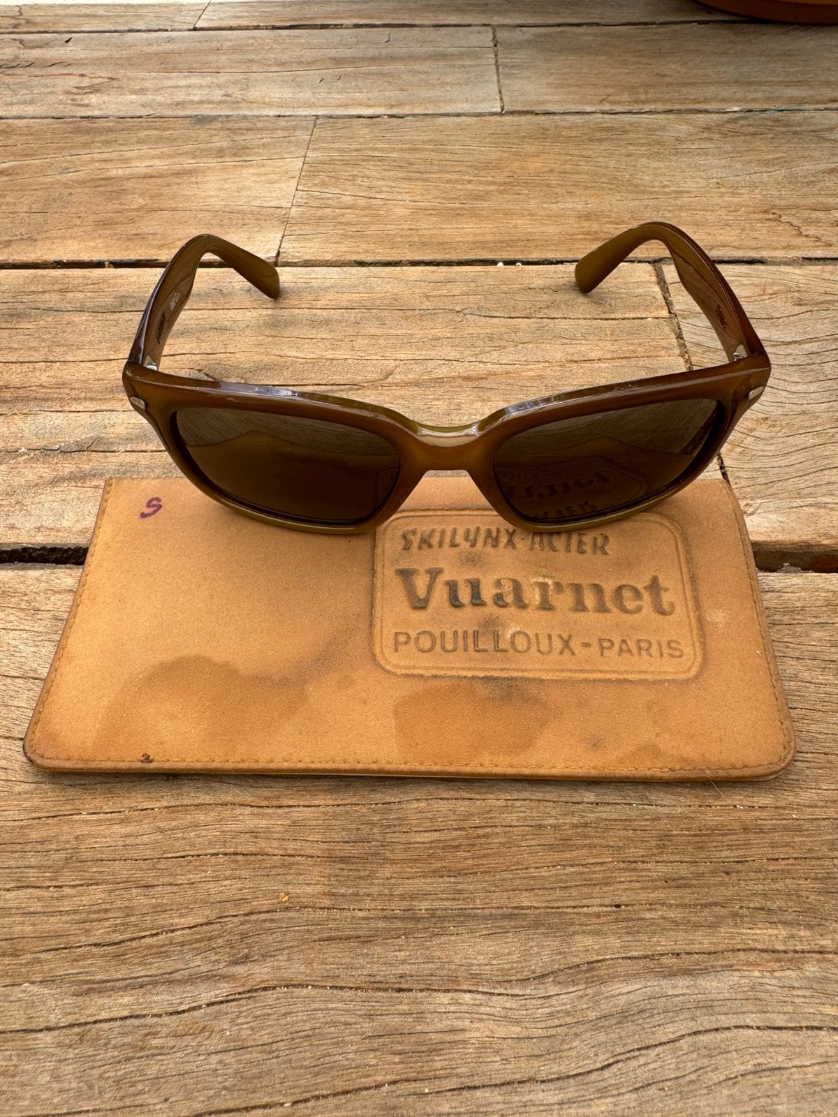 Vintage Vuarnet/Pouilloux zonnebril, Overige merken, Gebruikt, Zonnebril, Bruin