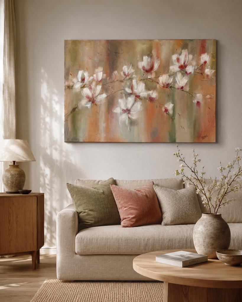 Schilderij met bloesemtakken, Antiek en Kunst, Ophalen of Verzenden