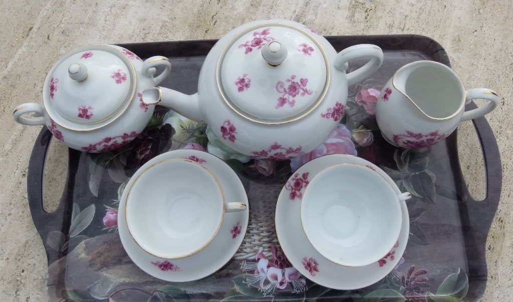 TEA FOR TWO Roze Roosje Thee Set, Overige merken, Nieuw, Ophalen of Verzenden, Overige stijlen