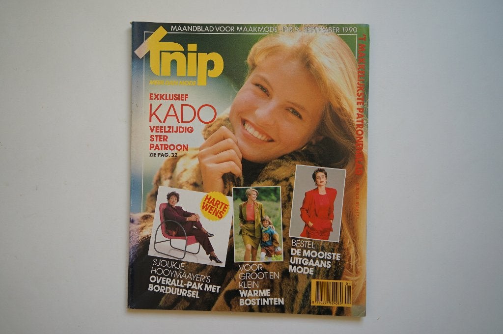 Vintage patronenblad Knip september 1990 overall borduren, Ophalen of Verzenden, Gebruikt, Vrouw, Knipmode