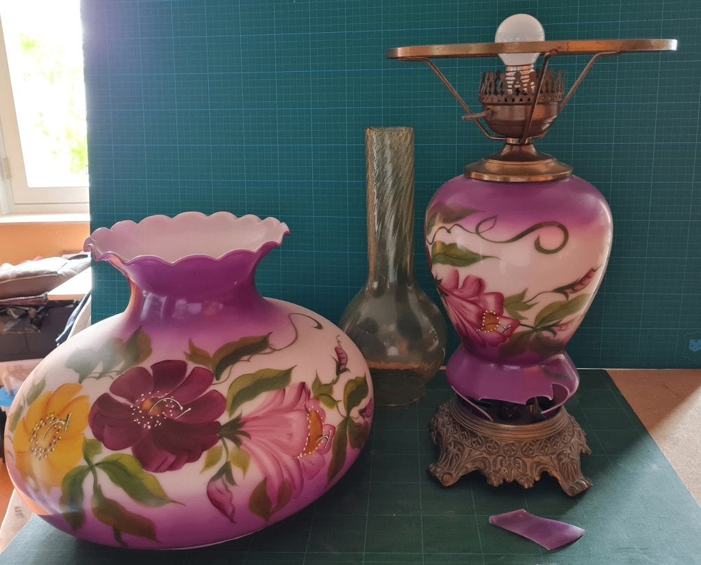 antieke Victoriaanse olielamp / petroleumlamp, Ophalen