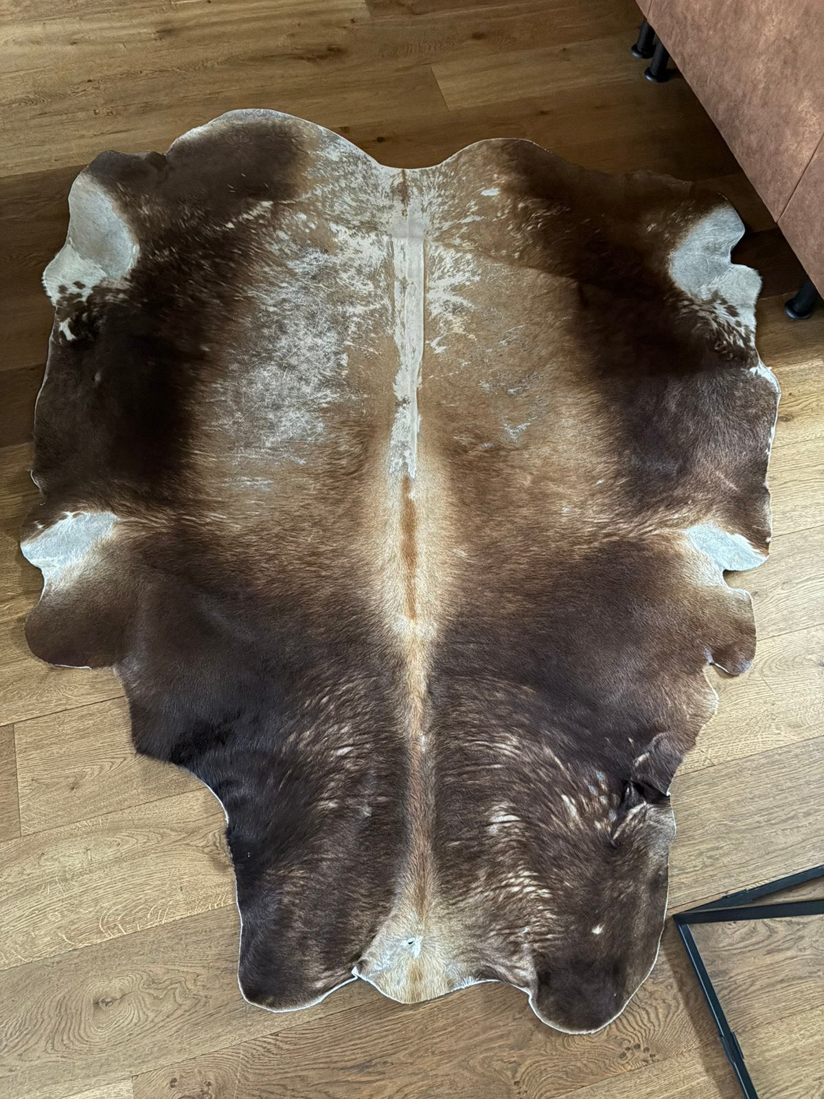Koeienhuid koeienvacht kleed vloerkleed huid bruin wit, Bruin, Verzenden, 150 tot 200 cm, 200 cm of meer