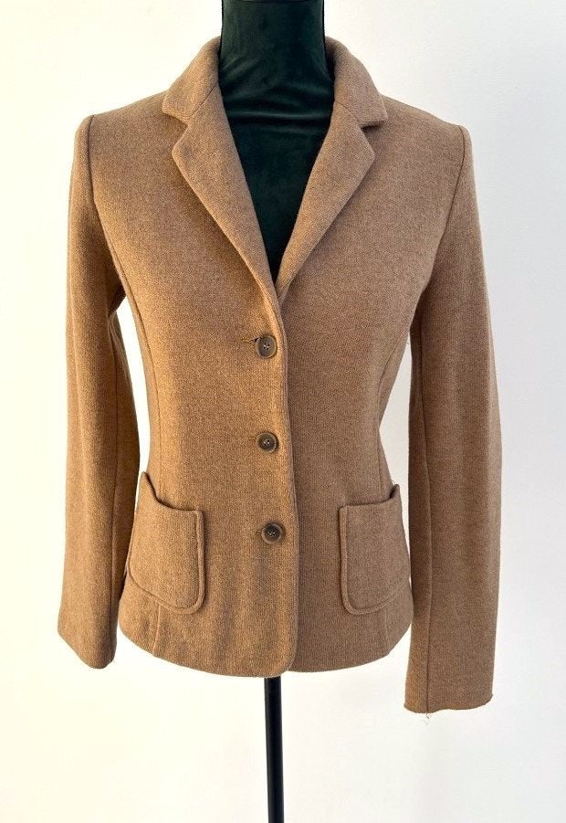 Z.G.A.N! And Camicie wol-mix dames blazer camel 40, Maat 38/40 (M), Bruin, Verzenden, Zo goed als nieuw