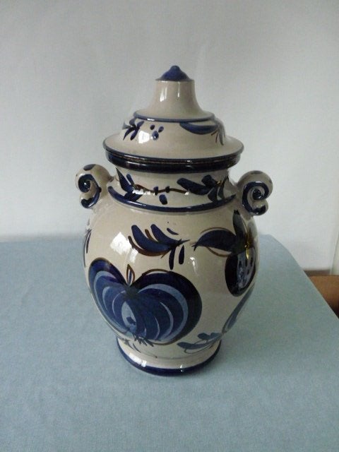 rumptopf met blauw decor Scheurich Duitsland Vintage, Ophalen of Verzenden