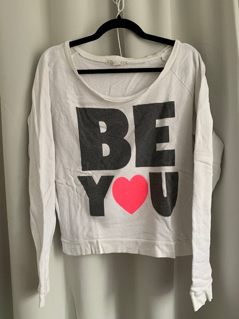 Forever 21 Witte Trui met 'Be You' Tekst - Maat L, Kleding | Dames, Wit, Maat 42/44 (L), Ophalen of Verzenden, Zo goed als nieuw