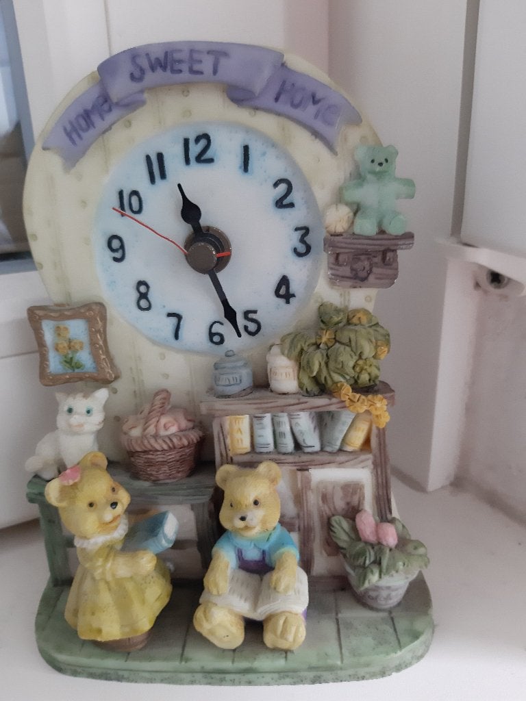 Vintage teddybeer klokje, polystone., Ophalen of Verzenden, Zo goed als nieuw, Overige typen, Overige merken