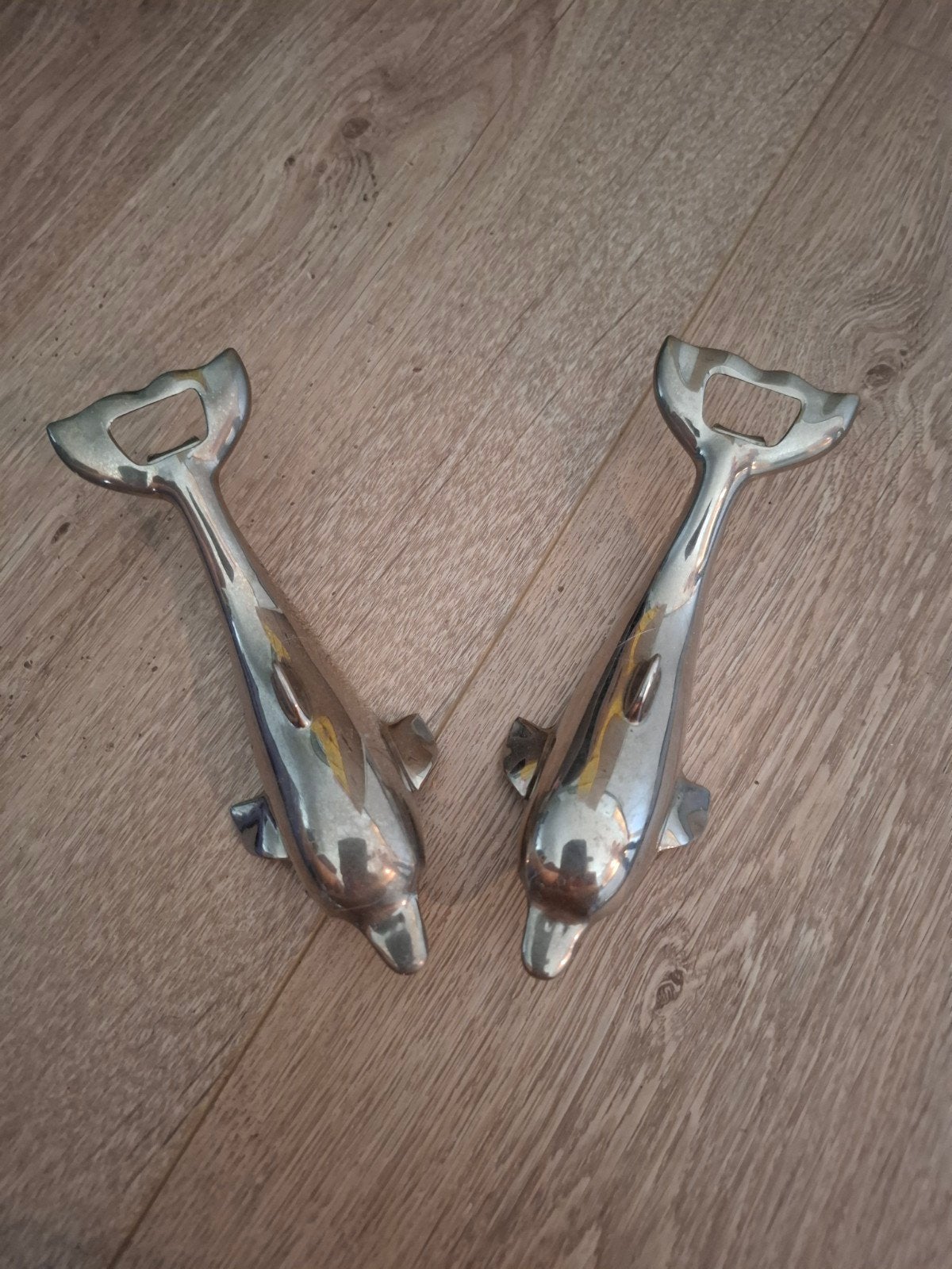 2 dolfijn flesopeners, Ophalen, Zilver, Metaal, Overige merken