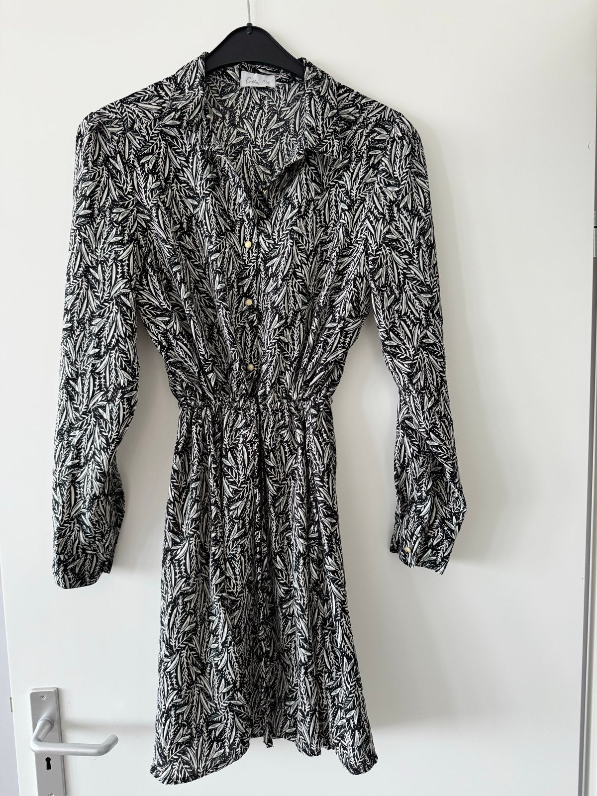 Cotton Club Jurk met Bladprint - Maat L, Zwart, Maat 42/44 (L), Ophalen of Verzenden, Zo goed als nieuw