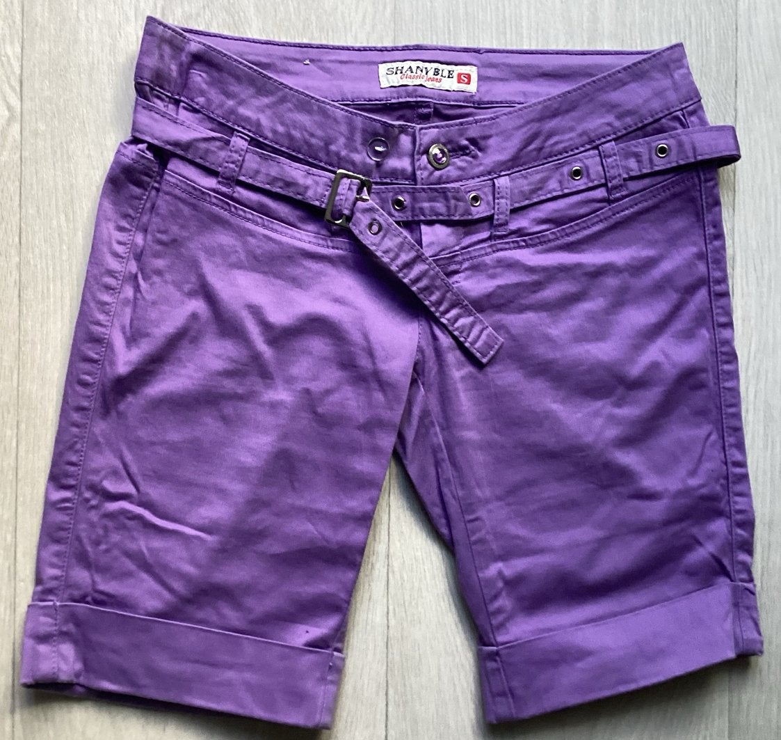 Paarse korte spijkerbroek Jeans maat S / W29, Kort, Shanyble, Paars, Ophalen of Verzenden